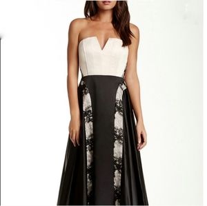 Alice + Olivia Black and White Strapless Prom Dress
